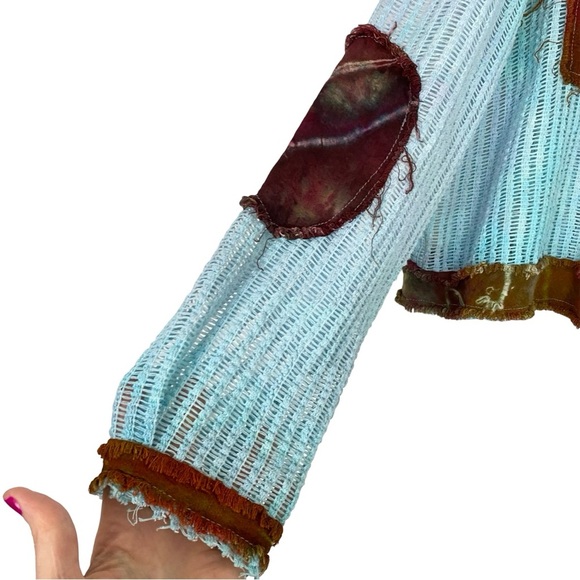 Handmade Tie Dye Hoodie Jacket Womens Size Small Medium Sheer Mesh Cropped - Picture 10 of 14